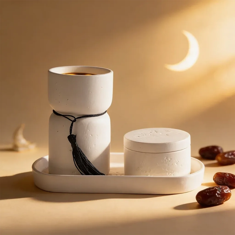 Ceramic Decor Set - A modern masterpiece of light and shadow for your home-White