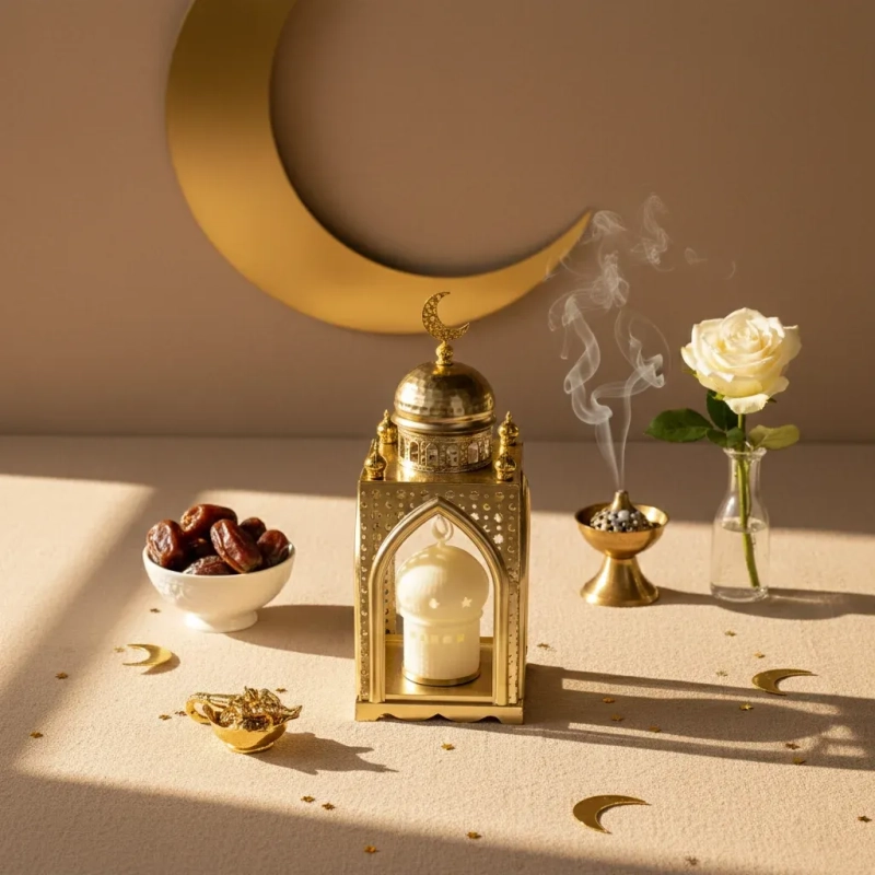 فانوس رمضان معدني - أبيض &ndash; مثالي كهدية أو لديكور المنزل.