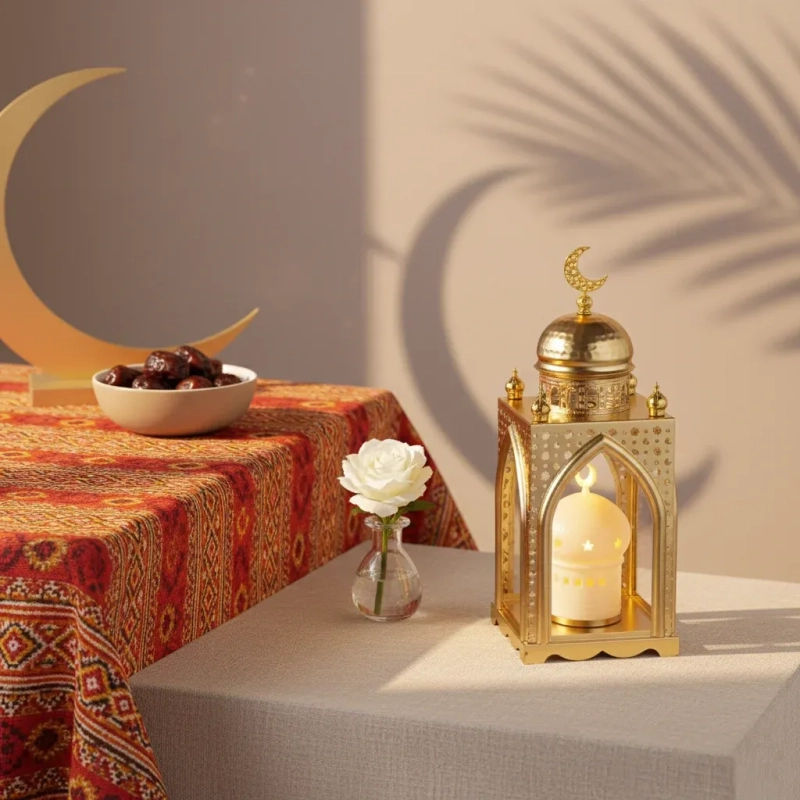 فانوس رمضان معدني - أبيض &ndash; مثالي كهدية أو لديكور المنزل.