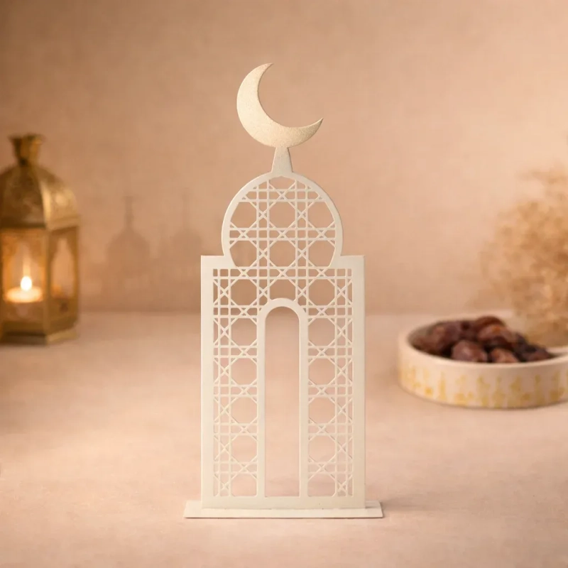 Ramadan Minaret with Crescent Architectural D&eacute;cor Large - Grey&ndash; A majestic symbol of heritage and spiritual light