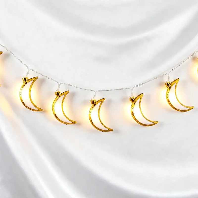 Golden Crescent String Lights &ndash;White- A radiant celestial path to illuminate your festive home