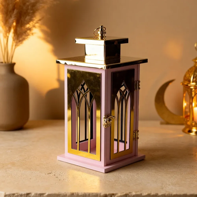 Lantern with Domed Top  &ndash; Pink-A graceful beacon of traditional artistry and modern elegance