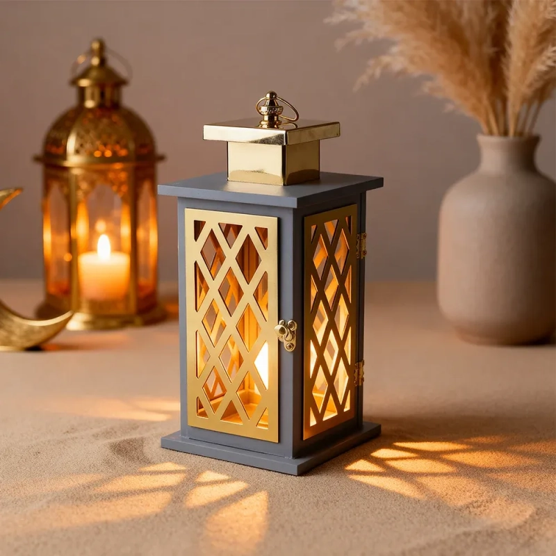 Arched Window Lantern &ndash;Grey  - A luminous window into traditional elegance and cultural warmth