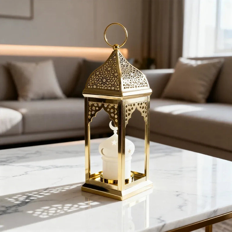 Metal Lantern Light - Golden color &ndash; A luminous touch of heritage to brighten your holy evenings