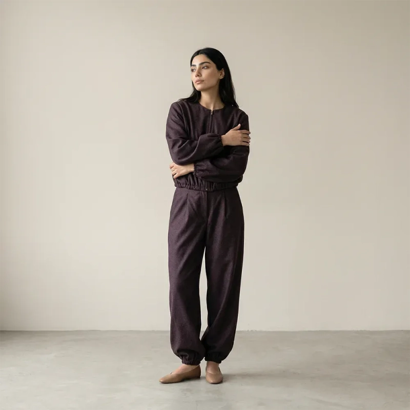 Women&rsquo;s Oversized Long-Line Knit Lounge Set &ndash; Crewneck Sweater with Decorative Side Buttons &ndash; Relaxed Fit Co-ord