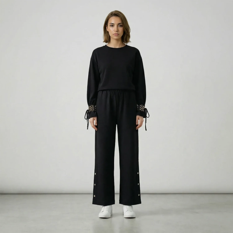 Women&rsquo;s Comfy Pants With Side Button Detail And Relaxed Fit, Perfect For Daily Wear, Casual Outings, And Lounging