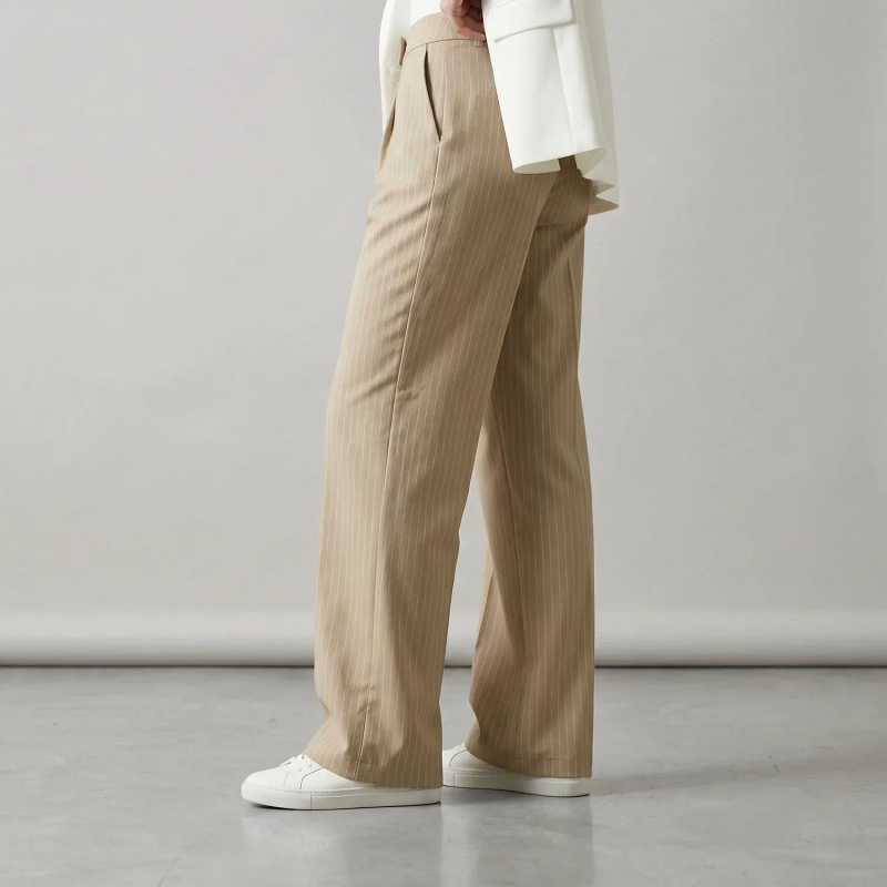 Women&rsquo;s Tailored Straight-Cut Pants With White Stripe Details, Ideal For Formal, Office, And Smart-Casual Looks