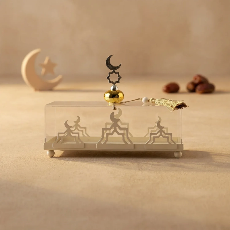 Transparent Ramadan Serving Trays &ndash;White - A clear and elegant centerpiece for your festive hospitality