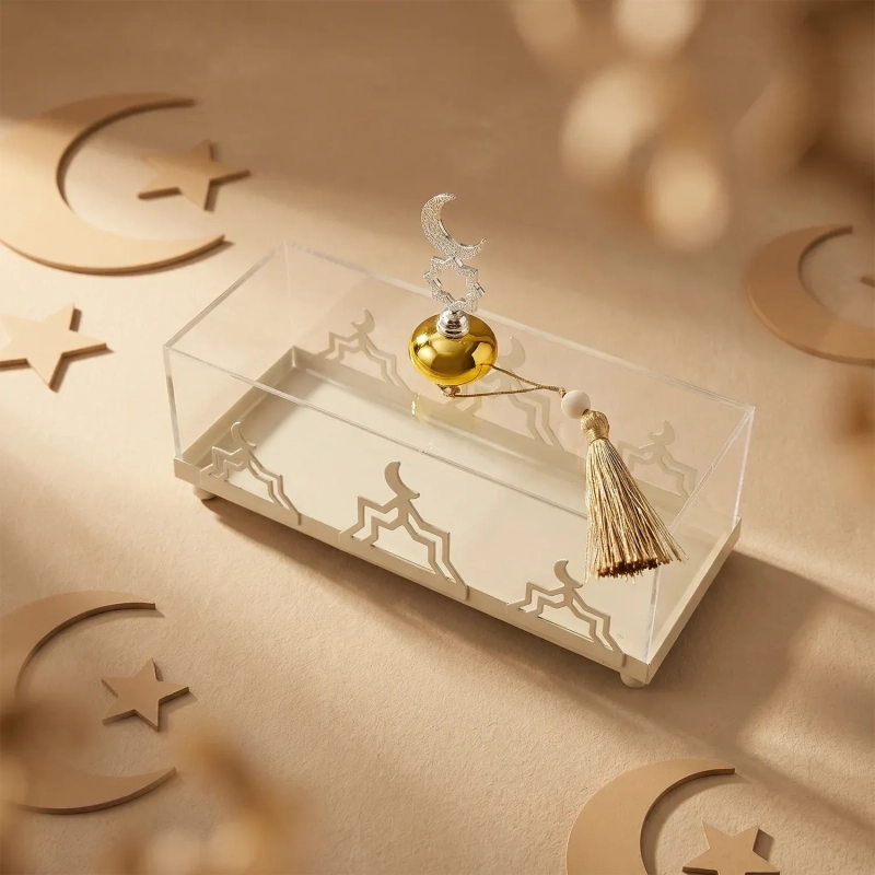 Transparent Ramadan Serving Trays &ndash;White - A clear and elegant centerpiece for your festive hospitality