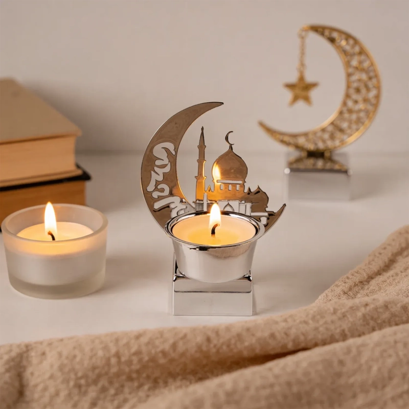 Small Crescent Mosque Decor &ndash; Silver - A serene architectural tribute to faith and elegance