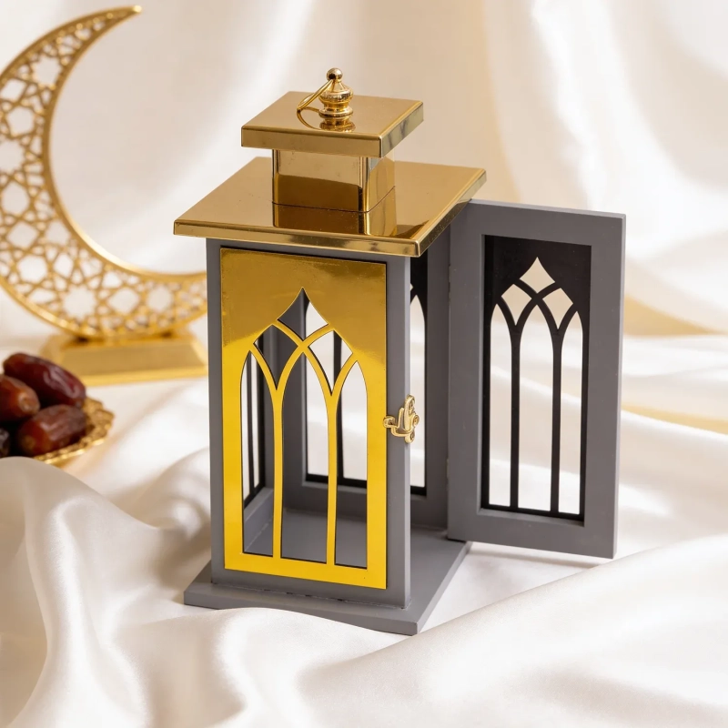 Lantern with Domed Top &ndash; Grey -A graceful beacon of traditional artistry and modern elegance