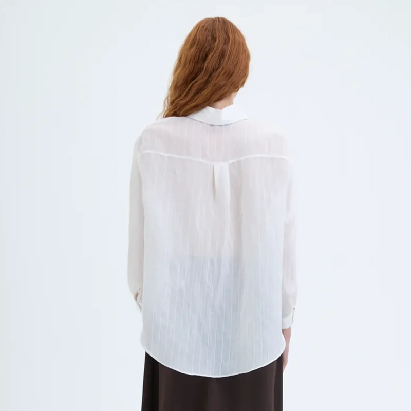 Women&rsquo;s Flowy Semi-Sheer Button-Down Shirt For Effortless Elegance And Smart-Casual Looks