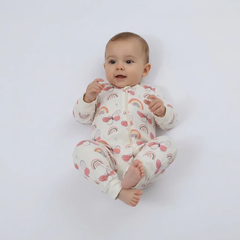 Baby Butterfly Romper &ndash; 100% Cotton Suedine One-Piece Bodysuit with Snap Closures, Soft &amp; Breathable &ndash;  White