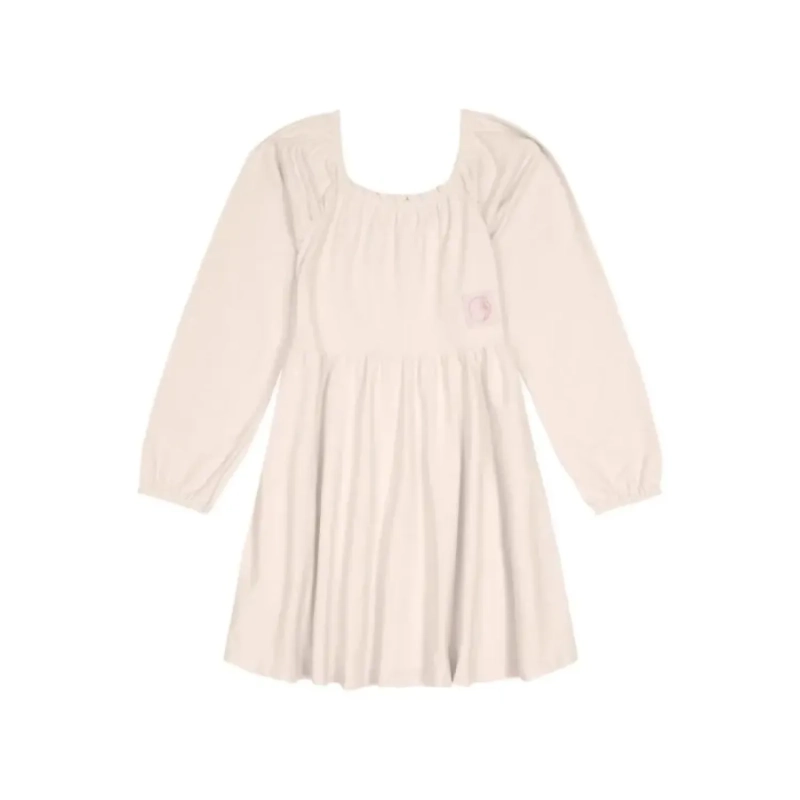Girls' Long Sleeve Stretch Knit Dress - Off-White
