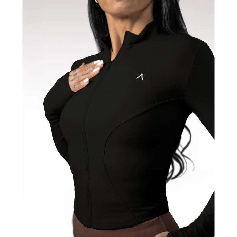 Women&rsquo;s Sleek Zip-Up Active Jacket &ndash; Modern Fit &amp; Everyday Performance &ndash; Black