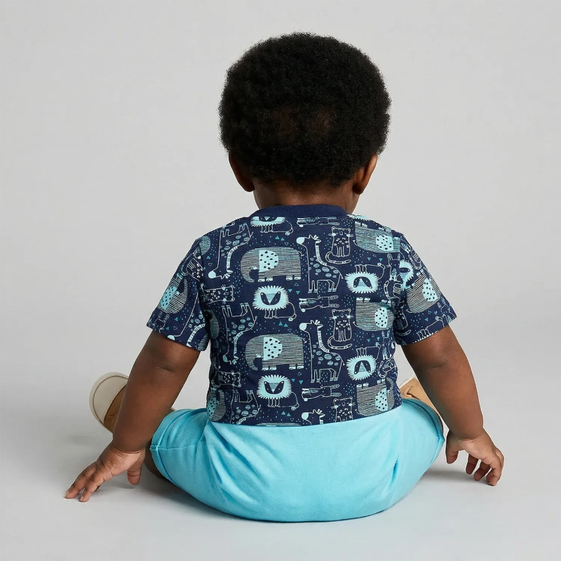 Tip Top Baby Little Zoo Romper &ndash; Blue Contrast