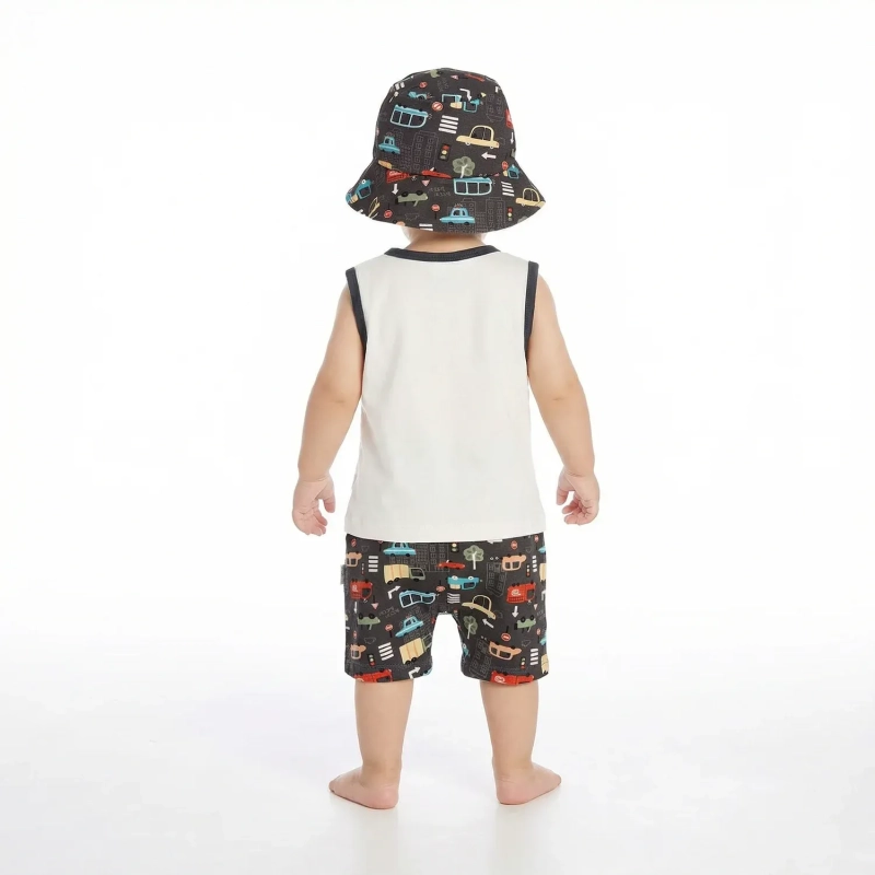 Tip Top Baby Little Racer Romper &amp; Hat Set &ndash; Charcoal