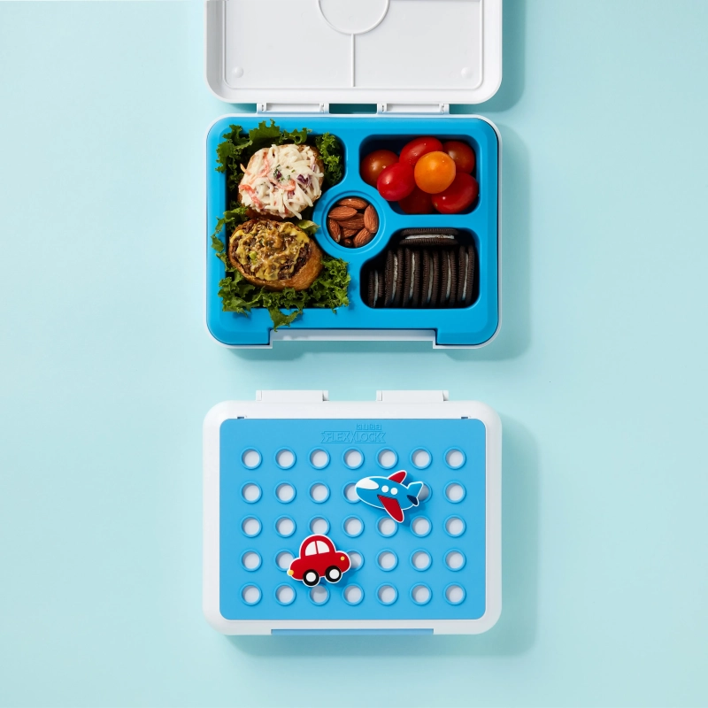 Flex &amp; Lock Flexbox: Blue Toyworld Edition &ndash; Leak-Proof Silicone Bento Box with Customizable FlexCharmz