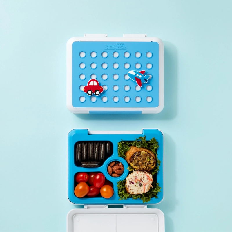 Flex &amp; Lock Flexbox: Blue Toyworld Edition &ndash; Leak-Proof Silicone Bento Box with Customizable FlexCharmz