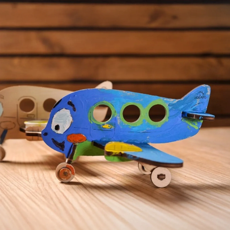 Creative Wooden Colouring Airplane Model &ndash; Interactive Mechanical DIY Kit for Young Artists