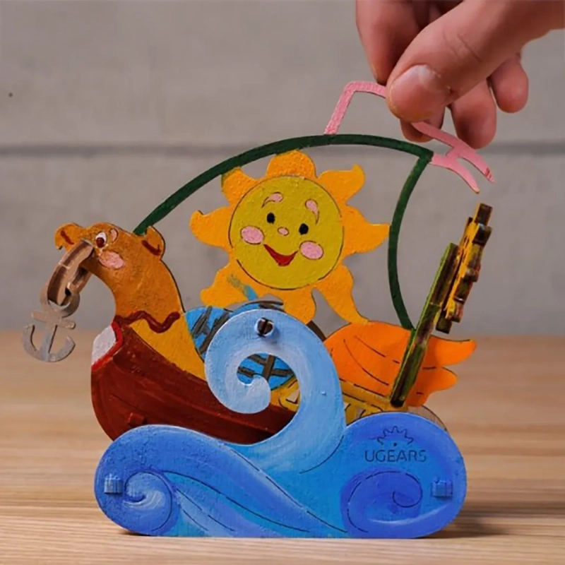 Creative Wooden Colouring Sailboat &ndash; Interactive Mechanical DIY Kit for Young Artists