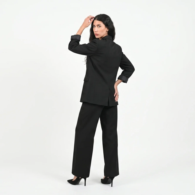 The Eclipse Suit Set - Oversized Blazer &amp; Wide-Leg Trousers - Black