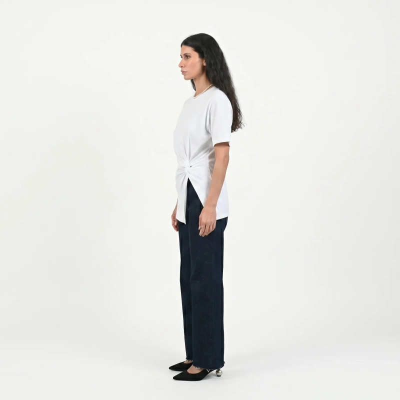 The Sculpt Knot White Tee - Sculpting Front Knot - White