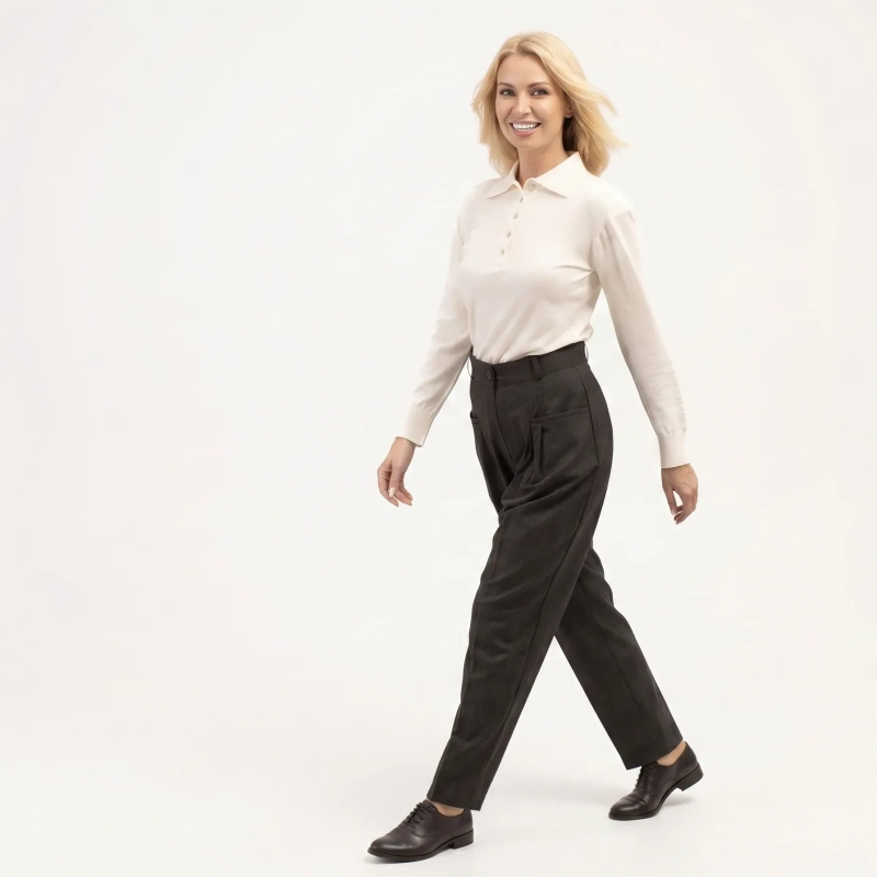 The Padded Sculpt Polo Shirt - Padded Shoulders &amp; Long Sleeves - Creme