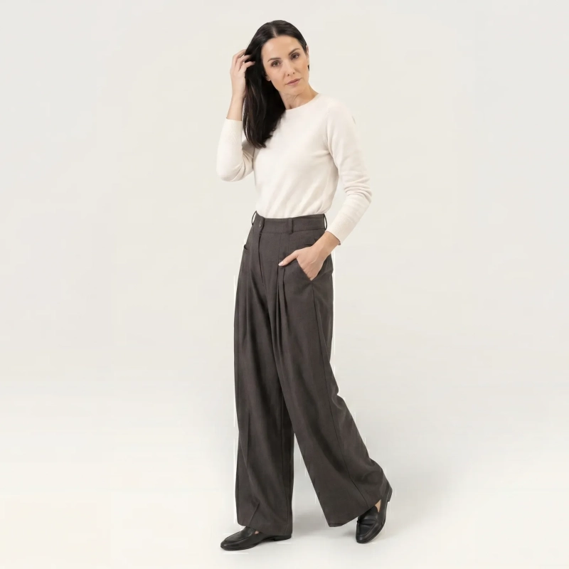 The Noir Atelier Trouser - High-Waist Wide-Leg - Grey