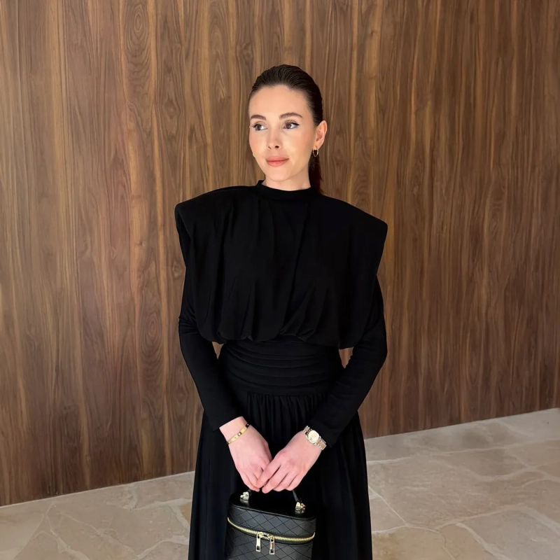 Women's Sleek Long Dress - Evening Wear and Formal Events - Black