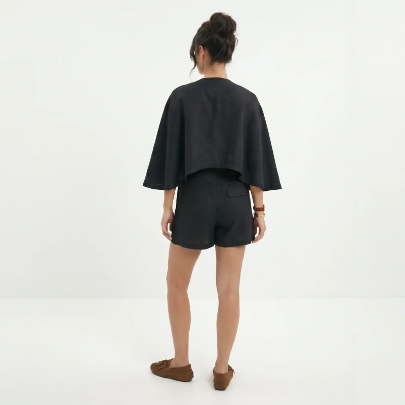 Women's Premium V - Neck Short - Sleeve Top &mdash; Casual Luxury Resort Wear, Daytime Gatherings &amp; Summer Escapes - Black