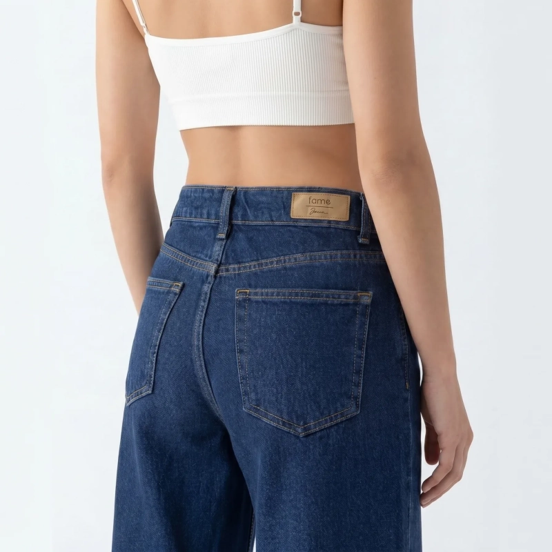Women's Premium Denim Wide - Leg Jeans &mdash; Daytime Socials, Weekend Outings &amp; Chic Streetwear  - Dark Blue Denim