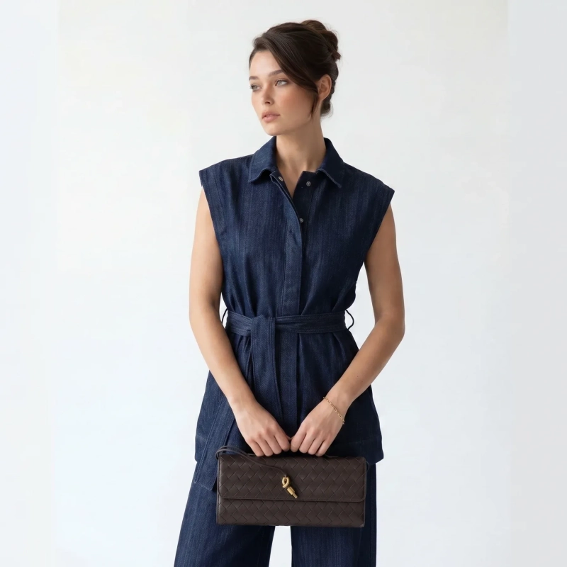 Women's Premium Denim High - Waist Wide - Leg Pants &mdash; Daytime Socials, Weekend Outings &amp; Chic Streetwear - Dark Blue Denim
