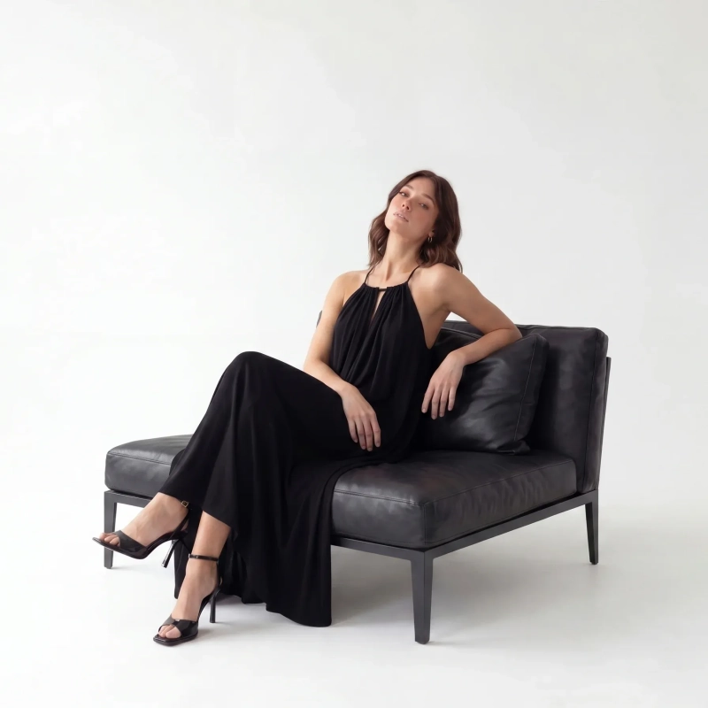 Women's Premium Sleeveless Gathered Maxi Dress Evening Gown &mdash; Coastal Galas, Luxury Resort Wear &amp; Sunset Soir&eacute;es  - Black