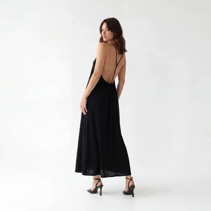 Women's Premium Sleeveless Gathered Maxi Dress Evening Gown &mdash; Coastal Galas, Luxury Resort Wear &amp; Sunset Soir&eacute;es  - Black
