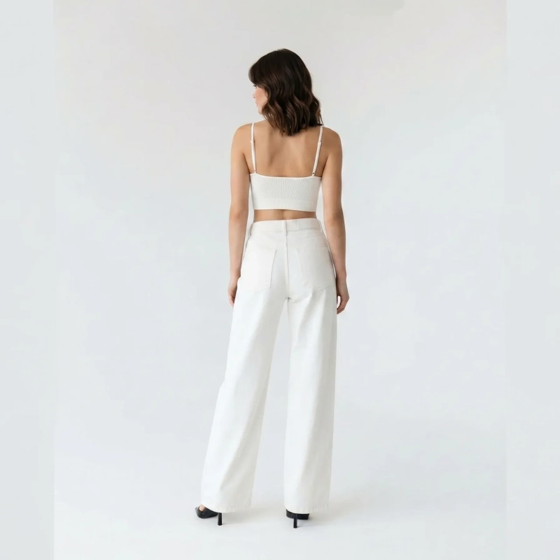 Women's Premium Denim High - Waist Wide - Leg Jeans Trousers &mdash; Daytime Socials, Weekend Outings &amp; Chic Streetwear  - White