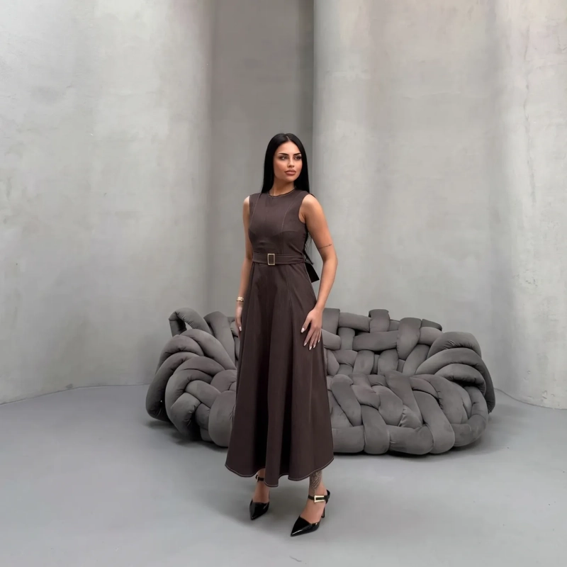 Women's Regular Modern Utility &amp; Elegant Streetwear Denim Set &mdash; Structured Tailoring &amp; Layered Sophistication &mdash; Brown Denim