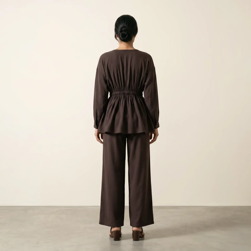 Women's Regular Tunic Dress - Minimalist Casual &amp; Modest Fashion Elegance - Brown