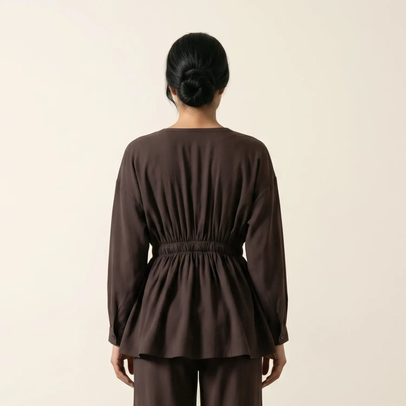 Women's Regular Tunic Dress - Minimalist Casual &amp; Modest Fashion Elegance - Brown