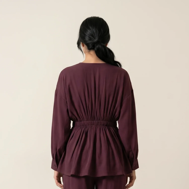 Women's Regular Tunic Dress - Minimalist Casual &amp; Modest Fashion Elegance - Burgundy