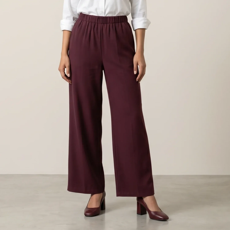 Women's Regular Tunic Dress - Minimalist Casual &amp; Modest Fashion Elegance - Burgundy