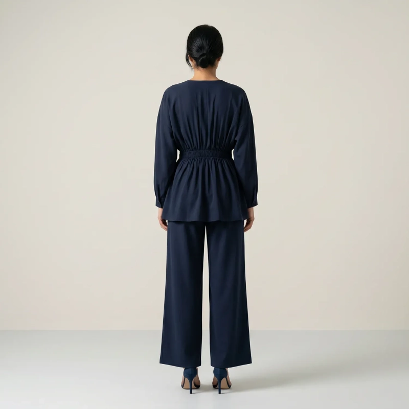 Women's Regular Tunic Dress - Minimalist Casual &amp; Modest Fashion Elegance - Navy Blue