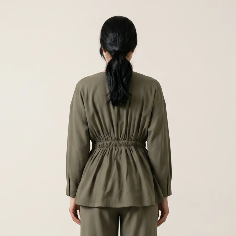 Women's Regular Tunic Dress - Minimalist Casual &amp; Modest Fashion Elegance - Olive Green