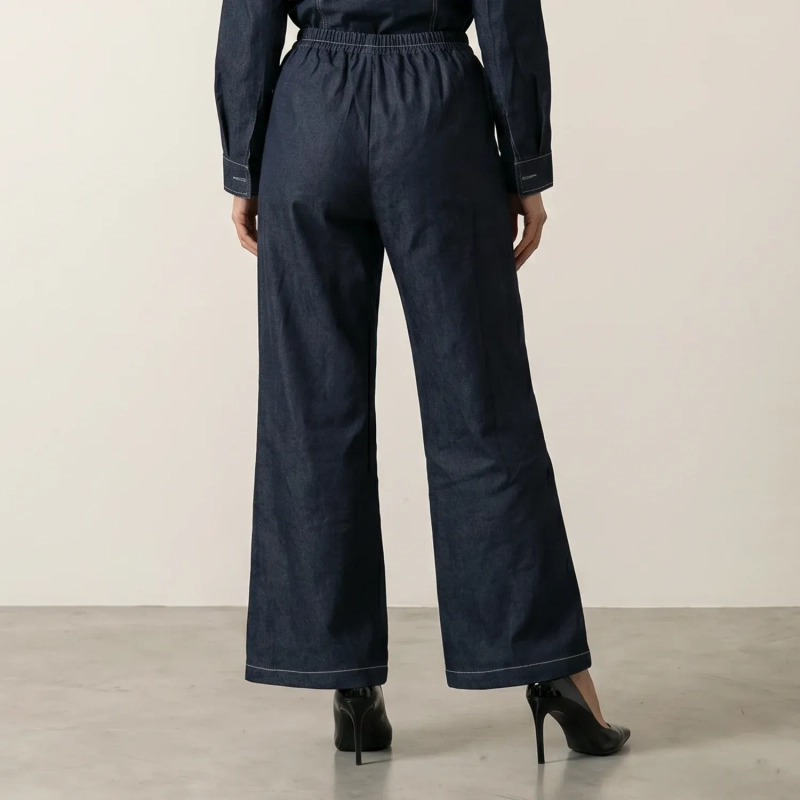 Women's Regular Denim Set - Modern Utility &amp; Elegant Streetwear Coordinate - Dark Denim Blue