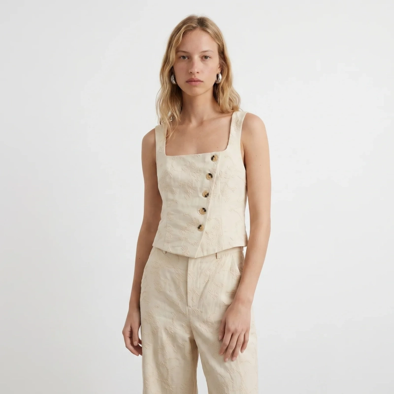 Women's Premium Sleeveless Minimalist Summer Elegance &amp; Weekend Brunch Coordinate Jumpsuit &mdash; Daytime Socials, Urban Escapes &amp; Modern Evening Elegance - Cream
