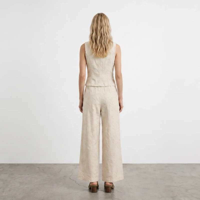 Women's Premium Sleeveless Minimalist Summer Elegance &amp; Weekend Brunch Coordinate Jumpsuit &mdash; Daytime Socials, Urban Escapes &amp; Modern Evening Elegance - Cream