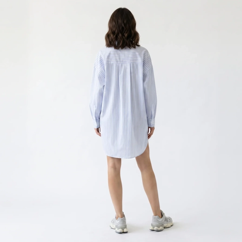 Women's Premium Oversized Casual Striped Button - Up Long - Sleeve Shirt &mdash; Luxury Lounging, Daytime Socials &amp; Summer Escapes  - Berlin Striped Blue