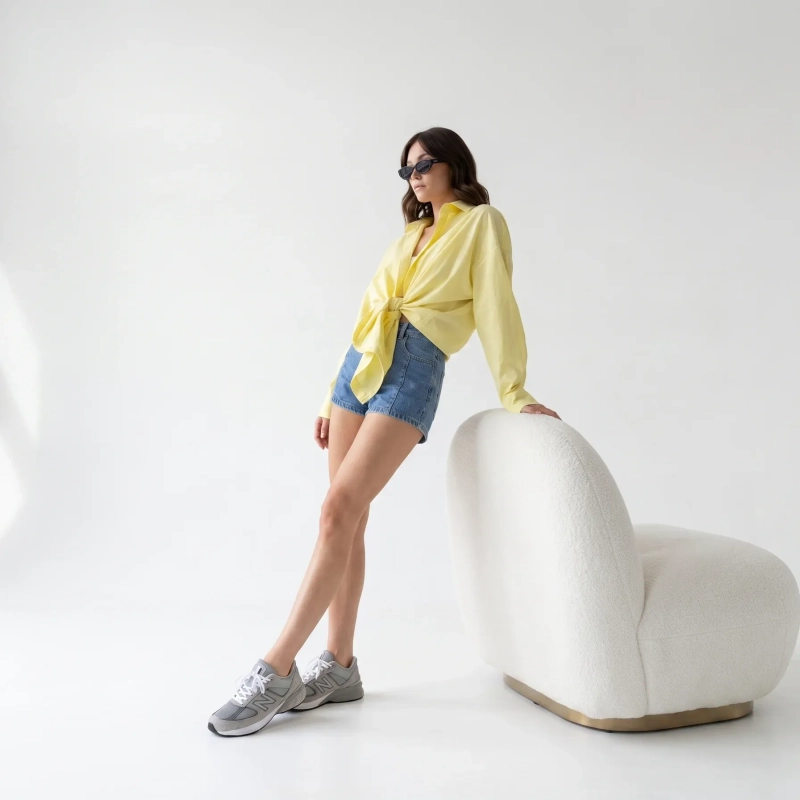 Women's Premium Oversized Casual Striped Button - Up Long - Sleeve Shirt &mdash; Luxury Lounging, Daytime Socials &amp; Summer Escapes  - Yellow