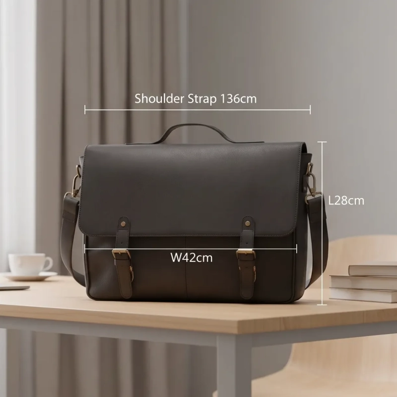 Genuine Leather The Souq Street  The Mina Satchel Laptop Bag Compartment Protection Black 28cm x 42cm