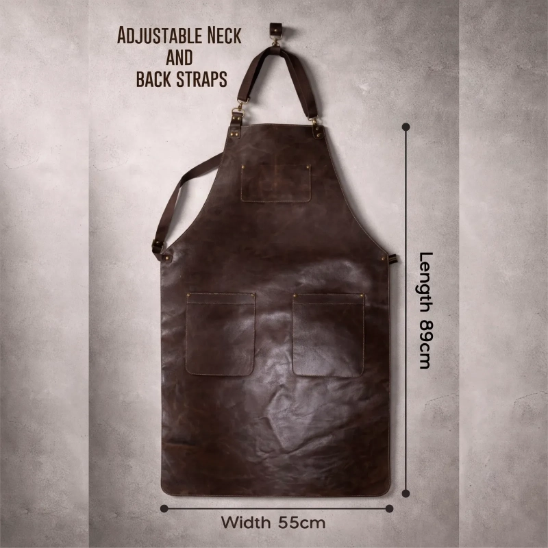 Genuine Leather The Souq Street The Artisan Chef Apparel Two-Piece Knife Roll and Apron Set Coffee Brown